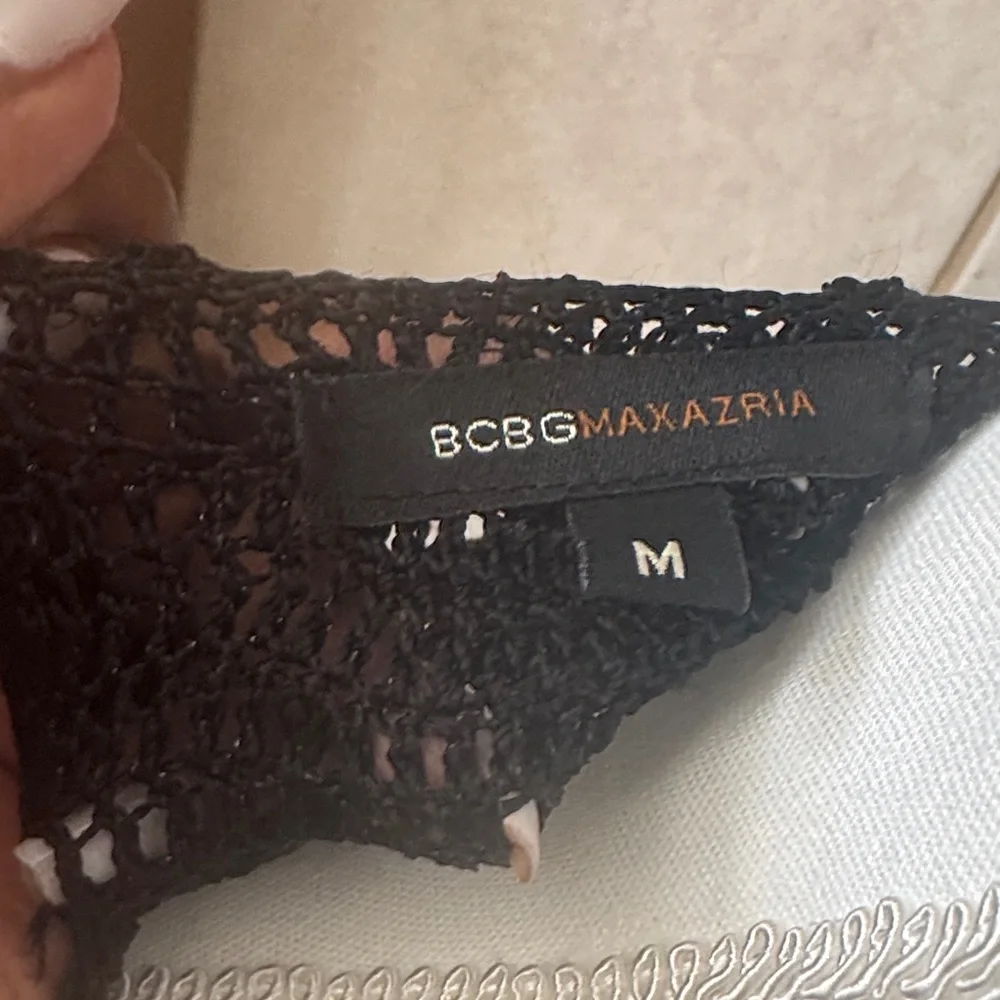 BCBGMaxAzria Black Open Knit Crochet Top - Picture 2 of 2